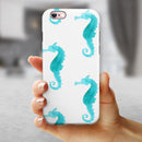 Blue Watercolor Seahorses iPhone 6/6s or 6/6s Plus 2-Piece Hybrid INK-Fuzed Case