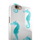 Blue Watercolor Seahorses iPhone 6/6s or 6/6s Plus 2-Piece Hybrid INK-Fuzed Case