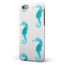 Blue Watercolor Seahorses iPhone 6/6s or 6/6s Plus 2-Piece Hybrid INK-Fuzed Case