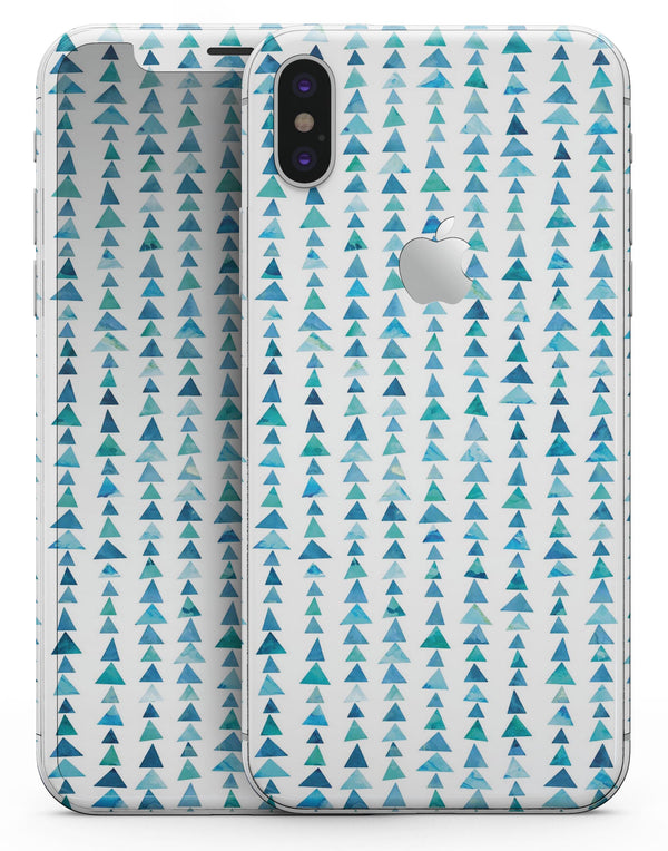 Blue Watercolor Triangle Pattern V2 - iPhone X Skin-Kit