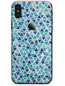 Blue Watercolor Triangle Pattern - iPhone X Skin-Kit