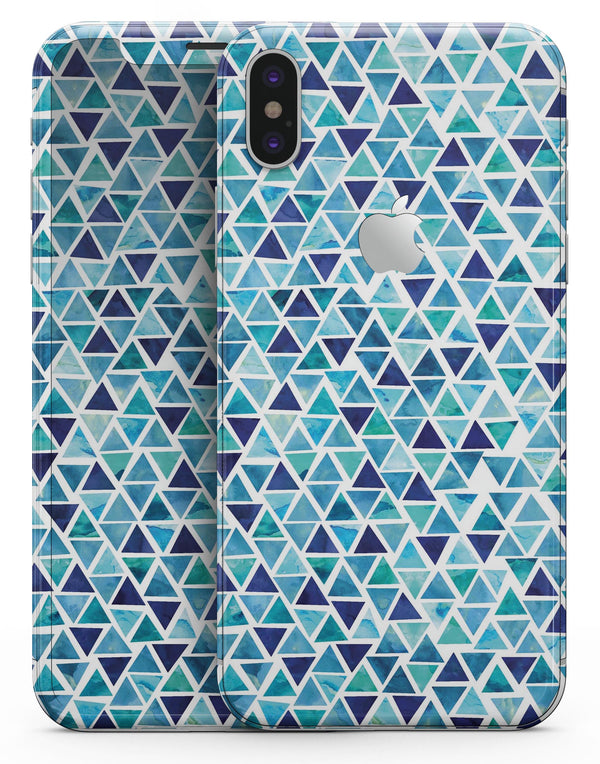 Blue Watercolor Triangle Pattern - iPhone X Skin-Kit