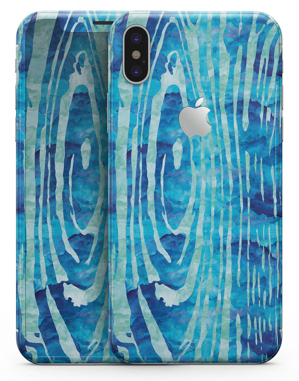 Blue Watercolor Woodgrain - iPhone X Skin-Kit