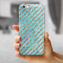 Blue Watercolor and Gold Glitter Diagonal Stripes iPhone 6/6s or 6/6s Plus 2-Piece Hybrid INK-Fuzed Case