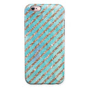 Blue Watercolor and Gold Glitter Diagonal Stripes iPhone 6/6s or 6/6s Plus 2-Piece Hybrid INK-Fuzed Case