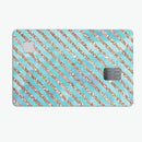 Blue Watercolor and Gold Glitter Diagonal Stripes - Premium Protective Decal Skin-Kit for the Apple Credit Card