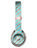 Blue Watercolor and Gold Glitter Diagonal Stripes Full-Body Skin Kit for the Beats by Dre Solo 3 Wireless Headphones