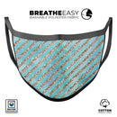 Blue Watercolor and Gold Glitter Diagonal Stripes - Made in USA Mouth Cover Unisex Anti-Dust Cotton Blend Reusable & Washable Face Mask with Adjustable Sizing for Adult or Child