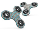 Blue Watercolor and Gold Glitter Diagonal Stripes Full-Body Fidget Spinner Skin-Kit
