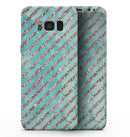 Blue Watercolor and Gold Glitter Diagonal Stripes - Samsung Galaxy S8 Full-Body Skin Kit