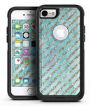 Blue Watercolor and Gold Glitter Diagonal Stripes - iPhone 7 or 8 OtterBox Case & Skin Kits