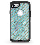 Blue Watercolor and Gold Glitter Diagonal Stripes - iPhone 7 or 8 OtterBox Case & Skin Kits