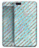 Blue Watercolor and Gold Glitter Diagonal Stripes - Skin-kit for the iPhone 8 or 8 Plus