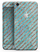 Blue Watercolor and Gold Glitter Diagonal Stripes - Skin-kit for the iPhone 8 or 8 Plus