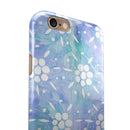 Blue Watercolor and White Flower Print Pattern iPhone 6/6s or 6/6s Plus 2-Piece Hybrid INK-Fuzed Case
