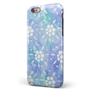Blue Watercolor and White Flower Print Pattern iPhone 6/6s or 6/6s Plus 2-Piece Hybrid INK-Fuzed Case