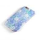 Blue Watercolor and White Flower Print Pattern iPhone 6/6s or 6/6s Plus 2-Piece Hybrid INK-Fuzed Case