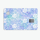 Blue Watercolor and White Flower Print Pattern - Premium Protective Decal Skin-Kit for the Apple Credit Card