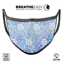 Blue Watercolor and White Flower Print Pattern - Made in USA Mouth Cover Unisex Anti-Dust Cotton Blend Reusable & Washable Face Mask with Adjustable Sizing for Adult or Child