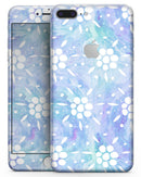 Blue Watercolor and White Flower Print Pattern - Skin-kit for the iPhone 8 or 8 Plus