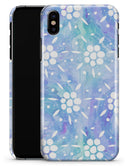 Blue Watercolor and White Flower Print Pattern - iPhone X Clipit Case