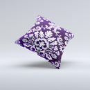 Blue White Delicate Pattern Ink-Fuzed Decorative Throw Pillow