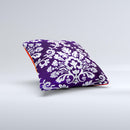 Blue White Delicate Pattern Ink-Fuzed Decorative Throw Pillow