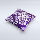 Blue White Delicate Pattern Ink-Fuzed Decorative Throw Pillow