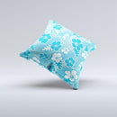 Blue & White Hawaiian Floral Pattern V4 Ink-Fuzed Decorative Throw Pillow