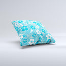Blue & White Hawaiian Floral Pattern V4 Ink-Fuzed Decorative Throw Pillow