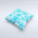 Blue & White Hawaiian Floral Pattern V4 Ink-Fuzed Decorative Throw Pillow