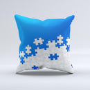 Blue & White Scattered Puzzle Ink-Fuzed Decorative Throw Pillow
