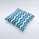 Blue Wide Chevron Pattern Ink-Fuzed Decorative Throw Pillow