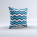 Blue Wide Chevron Pattern Ink-Fuzed Decorative Throw Pillow