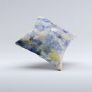 Blue Yellow Abstract Oil Painting Ink-Fuzed Decorative Throw Pillow