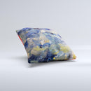 Blue Yellow Abstract Oil Painting Ink-Fuzed Decorative Throw Pillow