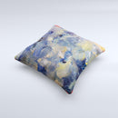 Blue Yellow Abstract Oil Painting Ink-Fuzed Decorative Throw Pillow