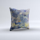 Blue Yellow Abstract Oil Painting Ink-Fuzed Decorative Throw Pillow