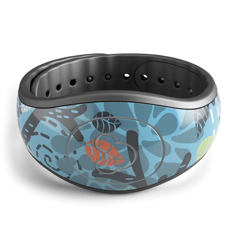 Blue and Black Branches with Abstract Big Eyed Owls - Decal Skin Wrap Kit for the Disney Magic Band