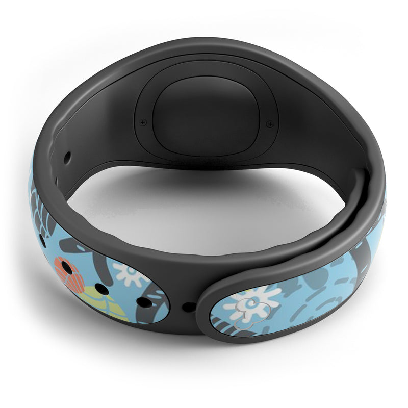 Blue and Black Branches with Abstract Big Eyed Owls - Decal Skin Wrap Kit for the Disney Magic Band