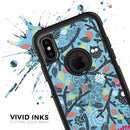 Blue and Black Branches with Abstract Big Eyed Owls - Skin Kit for the iPhone OtterBox Cases