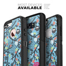 Blue and Black Branches with Abstract Big Eyed Owls - Skin Kit for the iPhone OtterBox Cases