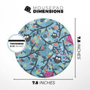 Blue and Black Branches with Abstract Big Eyed Owls// WaterProof Rubber Foam Backed Anti-Slip Mouse Pad for Home Work Office or Gaming Computer Desk