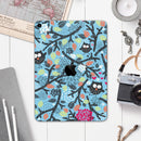 Blue and Black Branches with Abstract Big Eyed Owls - Full Body Skin Decal for the Apple iPad Pro 12.9", 11", 10.5", 9.7", Air or Mini (All Models Available)