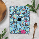 Blue and Black Branches with Abstract Big Eyed Owls - Full Body Skin Decal for the Apple iPad Pro 12.9", 11", 10.5", 9.7", Air or Mini (All Models Available)