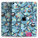 Blue and Black Branches with Abstract Big Eyed Owls - Full Body Skin Decal for the Apple iPad Pro 12.9", 11", 10.5", 9.7", Air or Mini (All Models Available)