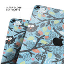 Blue and Black Branches with Abstract Big Eyed Owls - Full Body Skin Decal for the Apple iPad Pro 12.9", 11", 10.5", 9.7", Air or Mini (All Models Available)