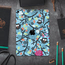 Blue and Black Branches with Abstract Big Eyed Owls - Full Body Skin Decal for the Apple iPad Pro 12.9", 11", 10.5", 9.7", Air or Mini (All Models Available)