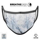 Blue and Black Grunge Over White Marble Surface - Made in USA Mouth Cover Unisex Anti-Dust Cotton Blend Reusable & Washable Face Mask with Adjustable Sizing for Adult or Child