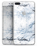 Blue and Black Grunge Over White Marble Surface - Skin-kit for the iPhone 8 or 8 Plus